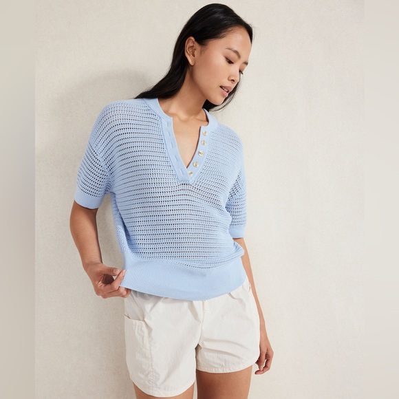 Varley Tops - Varley Callie Knit Top in Cashmere Blue